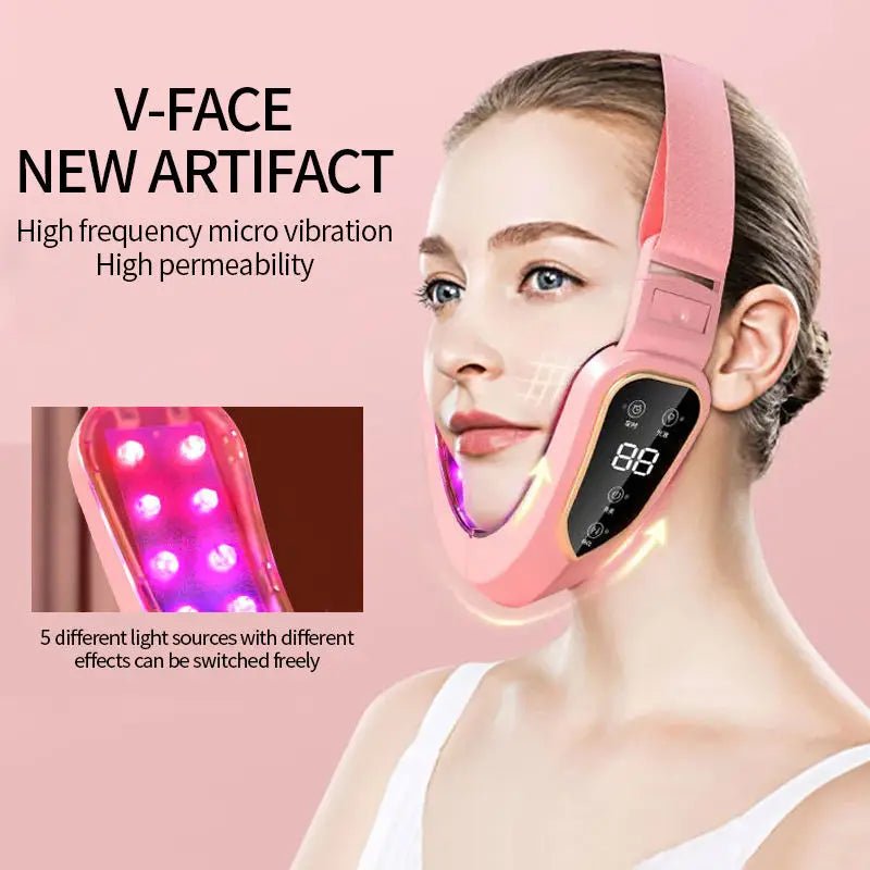 LED Photon Therapy Facial Slimming Vibration Massager Facial Lifting Device Facial Heated Double Chin V Face Vibration Massager - MacroPanora