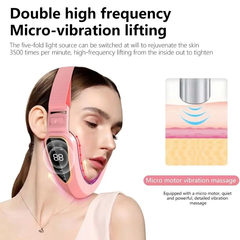 LED Photon Therapy Facial Slimming Vibration Massager Facial Lifting Device Facial Heated Double Chin V Face Vibration Massager - MacroPanora
