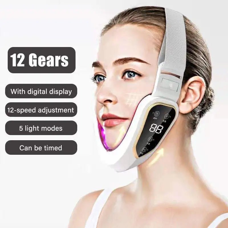 LED Photon Therapy Facial Slimming Vibration Massager Facial Lifting Device Facial Heated Double Chin V Face Vibration Massager - MacroPanora