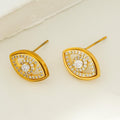 LUCKY EYE Gold: Zirconia (CZ) Embellished Evil Eye Stud Earrings - MacroPanora