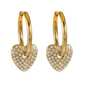 MAABU Gold: Vintage Inspired Hoops with Removable Zirconia Embedded Heart Charm - MacroPanora
