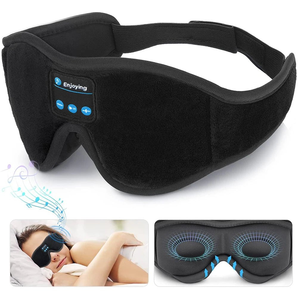 Mask for Sleep Headphones Bluetooth 3D Eye Mask Music Play Sleeping Headphones with Built - In HD Speaker - MacroPanora