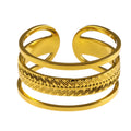 MATHEO: Triple Stacked Textured Gold Ring - MacroPanora
