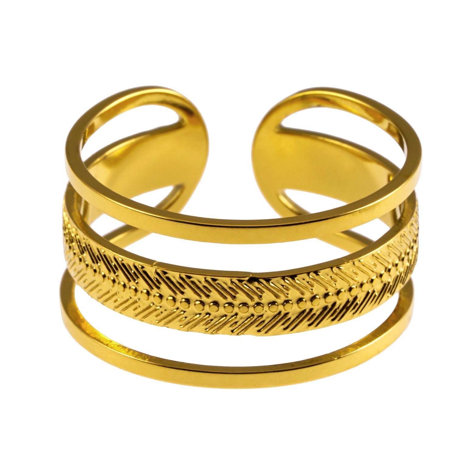 MATHEO: Triple Stacked Textured Gold Ring - MacroPanora