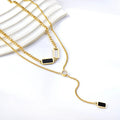 Monochrome Crystal Drop Chain Gold - Necklace | MacroPanora