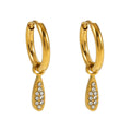 MONTEREY: Vintage Inspired Hoops with Pavé Zirconia Tear Drop Charms - MacroPanora