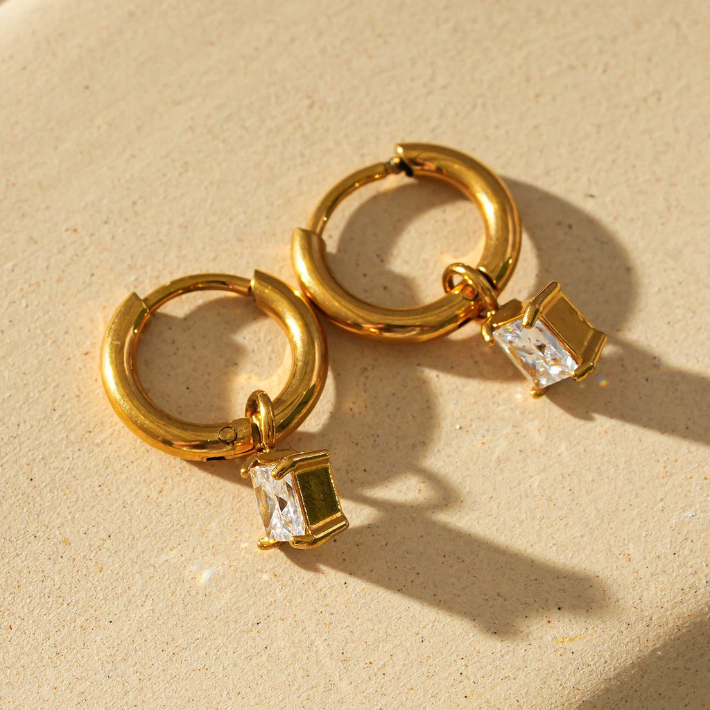 MORANDI Gold: Vintage Inspired Hoops with Removable Moissanite Charms - MacroPanora