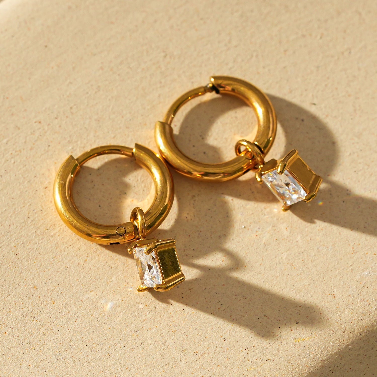 MORANDI Gold: Vintage Inspired Hoops with Removable Moissanite Charms - MacroPanora