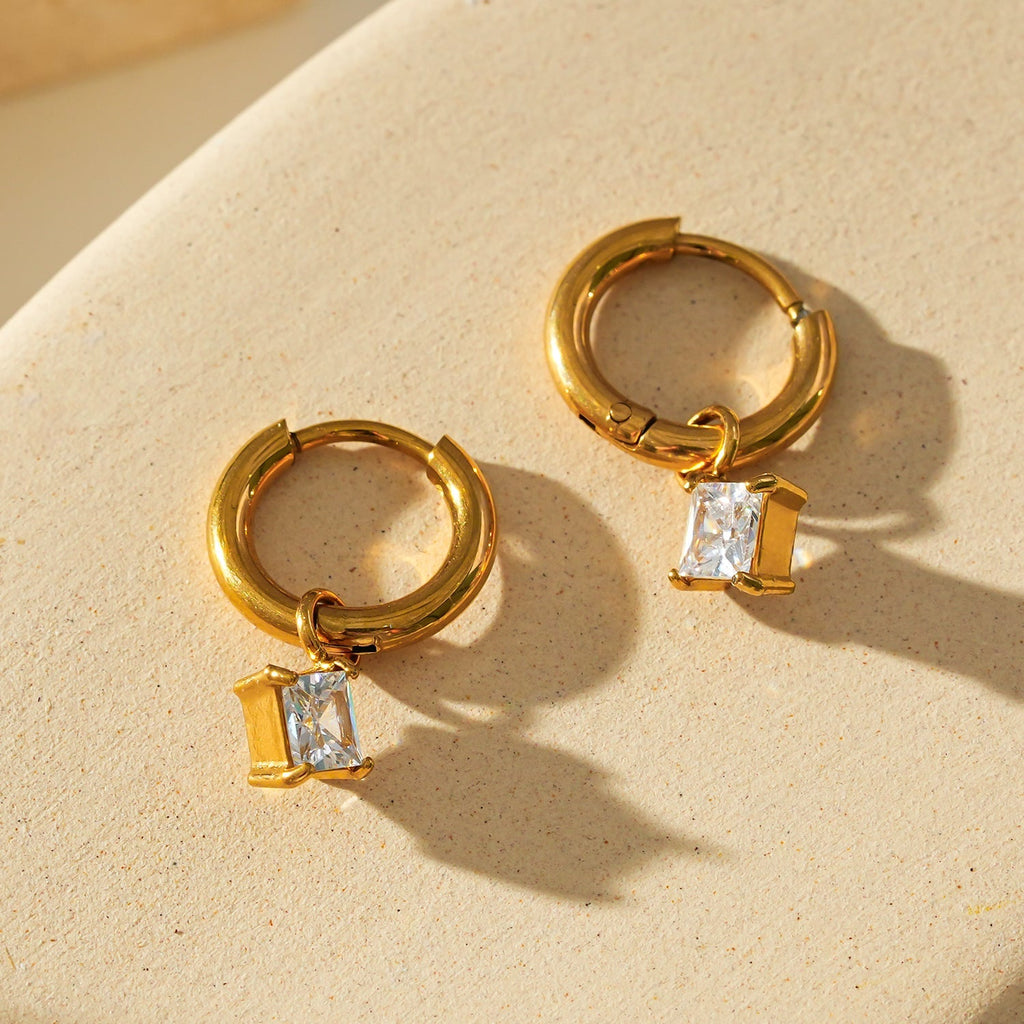 MORANDI Gold: Vintage Inspired Hoops with Removable Moissanite Charms - MacroPanora