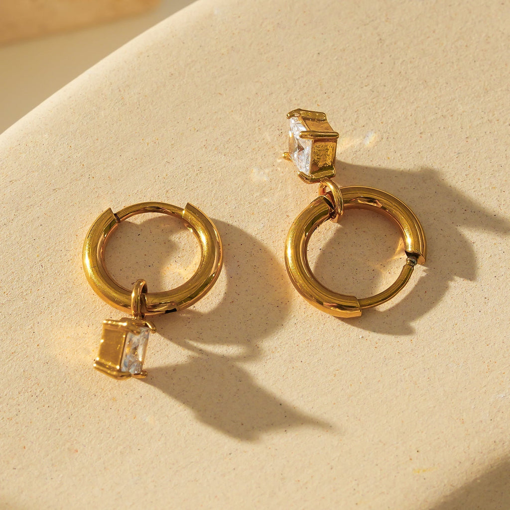 MORANDI Gold: Vintage Inspired Hoops with Removable Moissanite Charms - MacroPanora