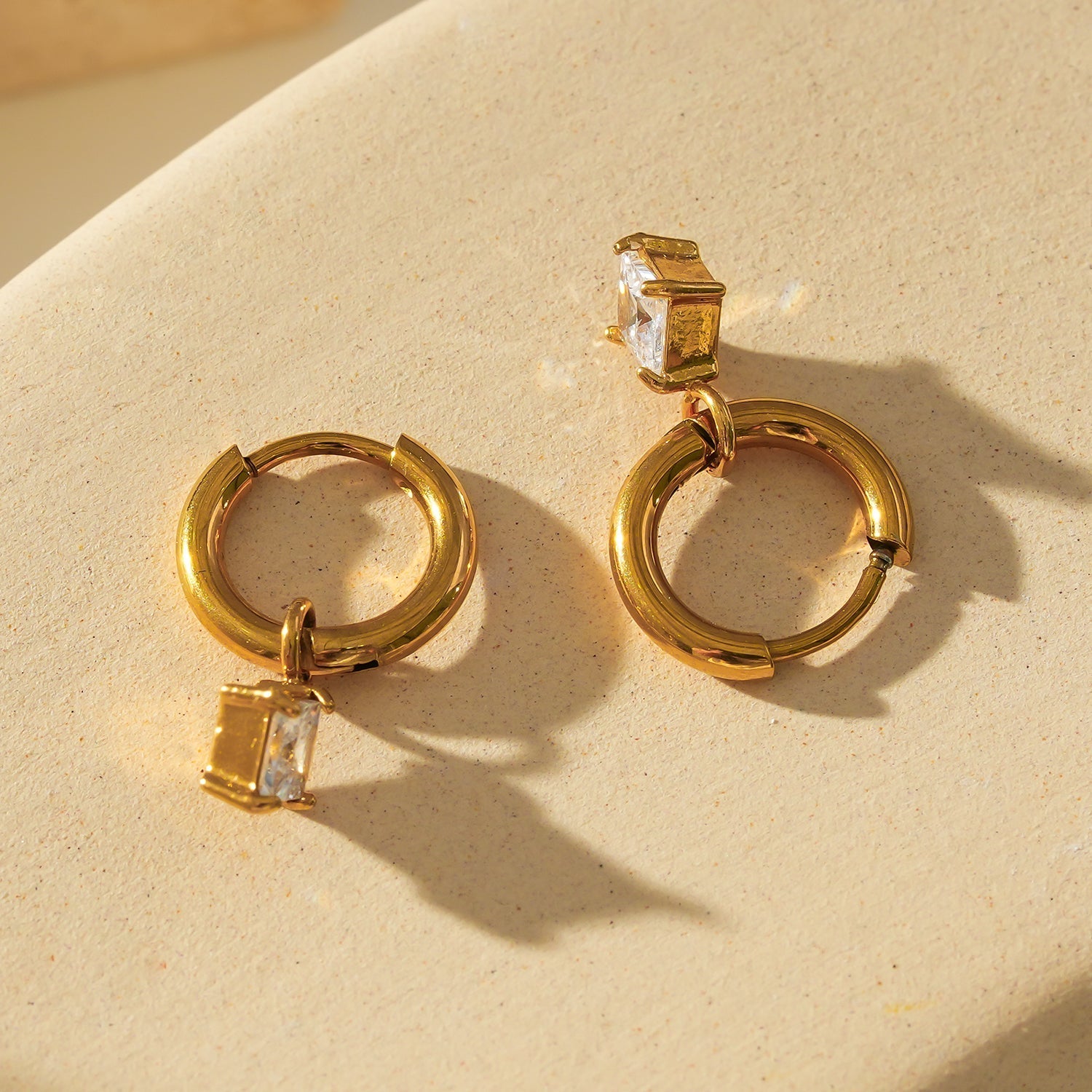 MORANDI Gold: Vintage Inspired Hoops with Removable Moissanite Charms - MacroPanora