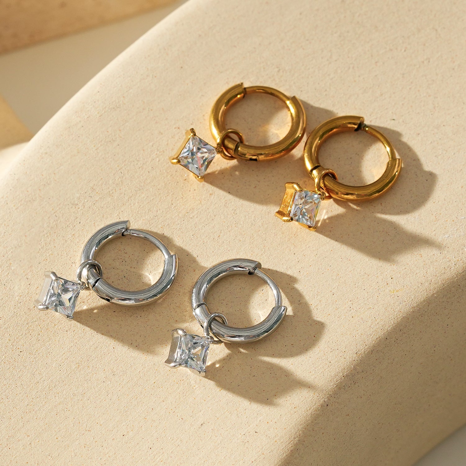 MORANDI Gold: Vintage Inspired Hoops with Removable Moissanite Charms - MacroPanora