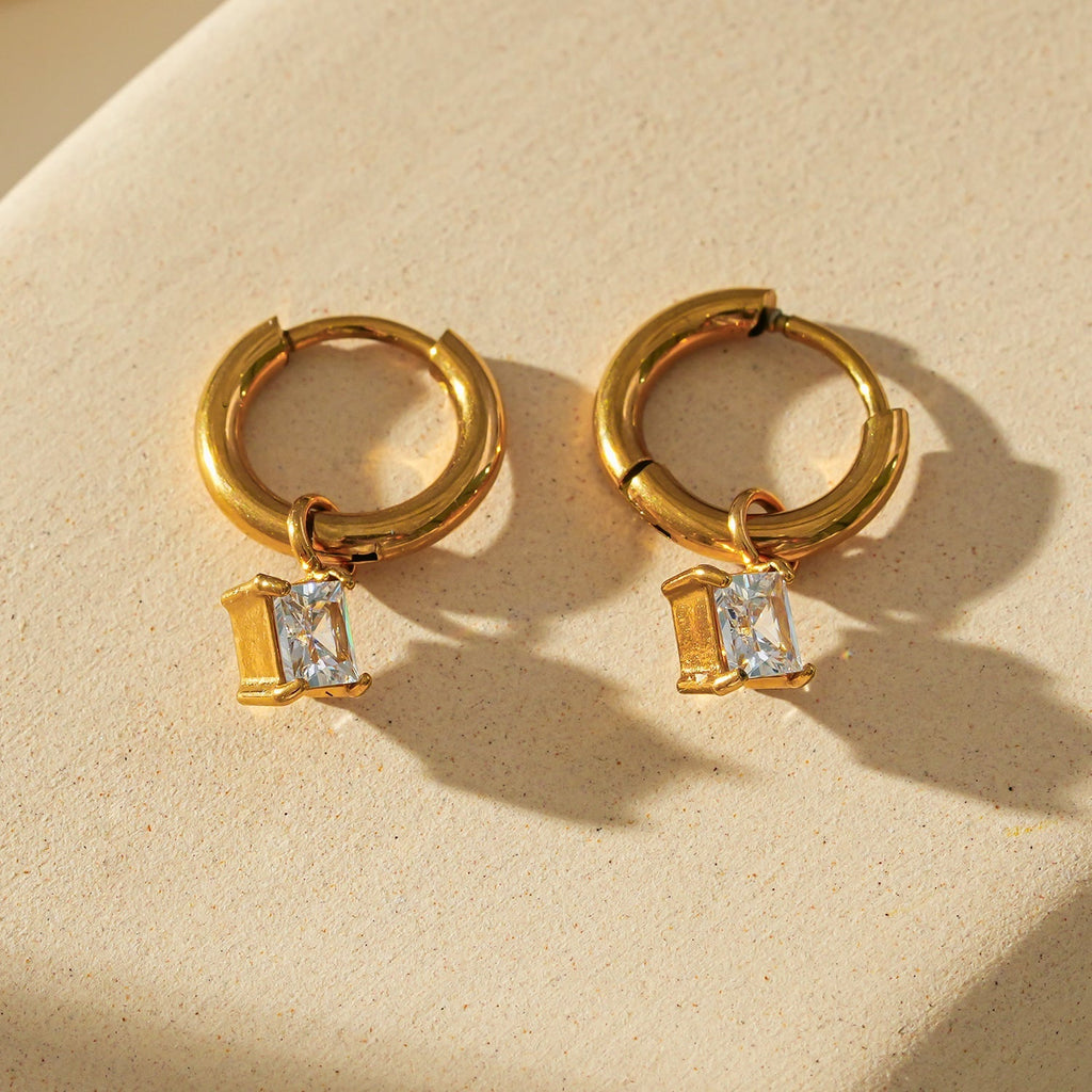 MORANDI Gold: Vintage Inspired Hoops with Removable Moissanite Charms - MacroPanora