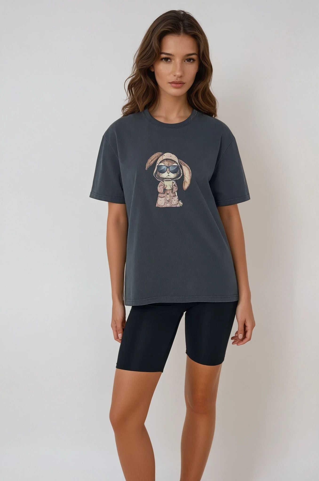 Morning Brew Bunny Tee Black - MacroPanora