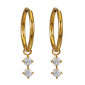 MORTAINA Gold: Retro Inspired Mini Hoops with Duo Zirconia Charms - MacroPanora