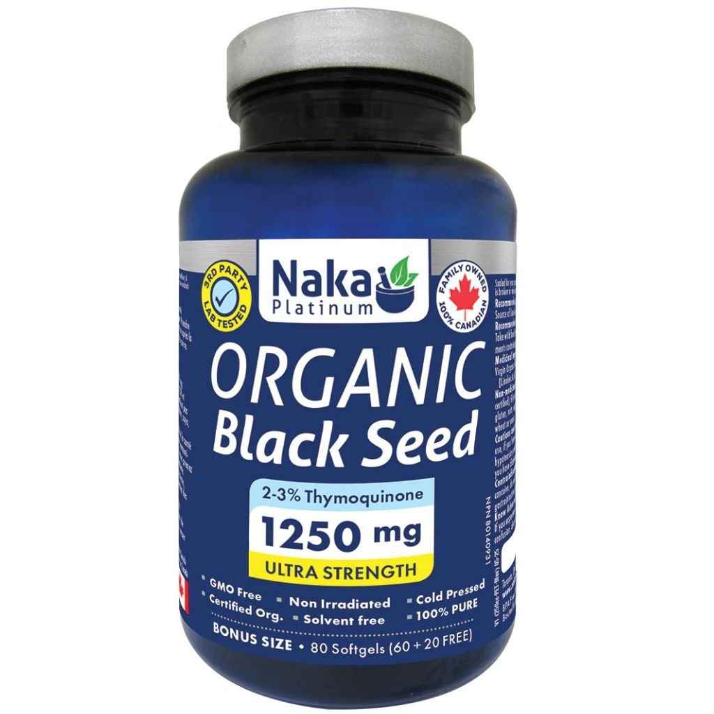 Naka ORGANIC BLACK SEED 1250mg, 80 Softgels - MacroPanora