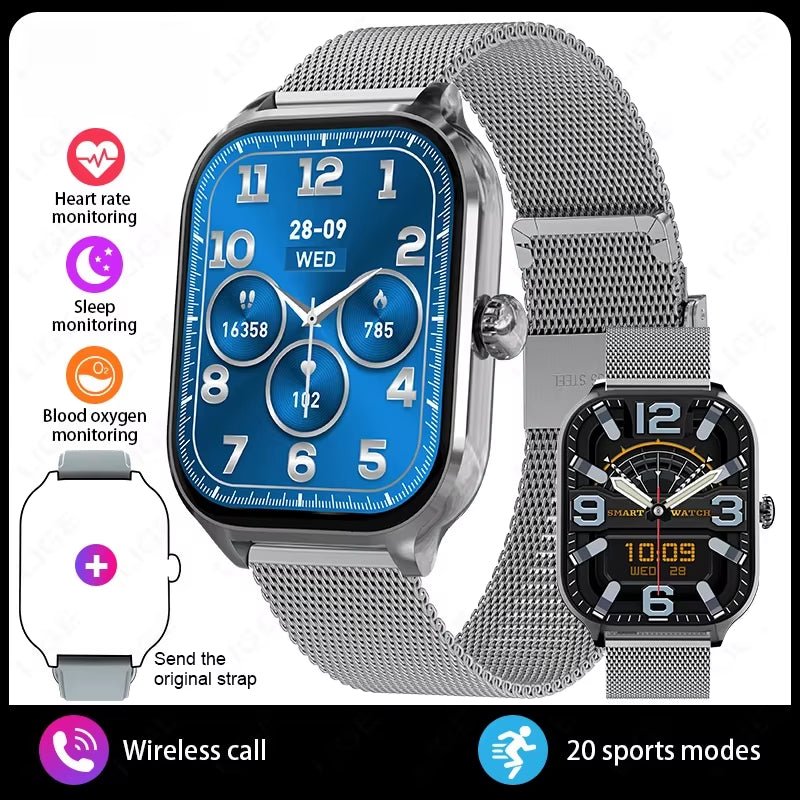 New Fashion Smart Watch Heart Rate Monitor Sports Fitness Watch Waterproof Voice Calling Smart Watch for Huawei Xiaomi - MacroPanora