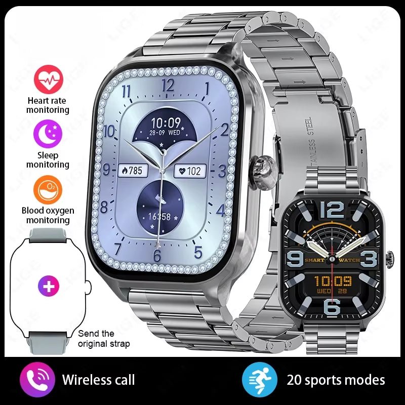 New Fashion Smart Watch Heart Rate Monitor Sports Fitness Watch Waterproof Voice Calling Smart Watch for Huawei Xiaomi - MacroPanora