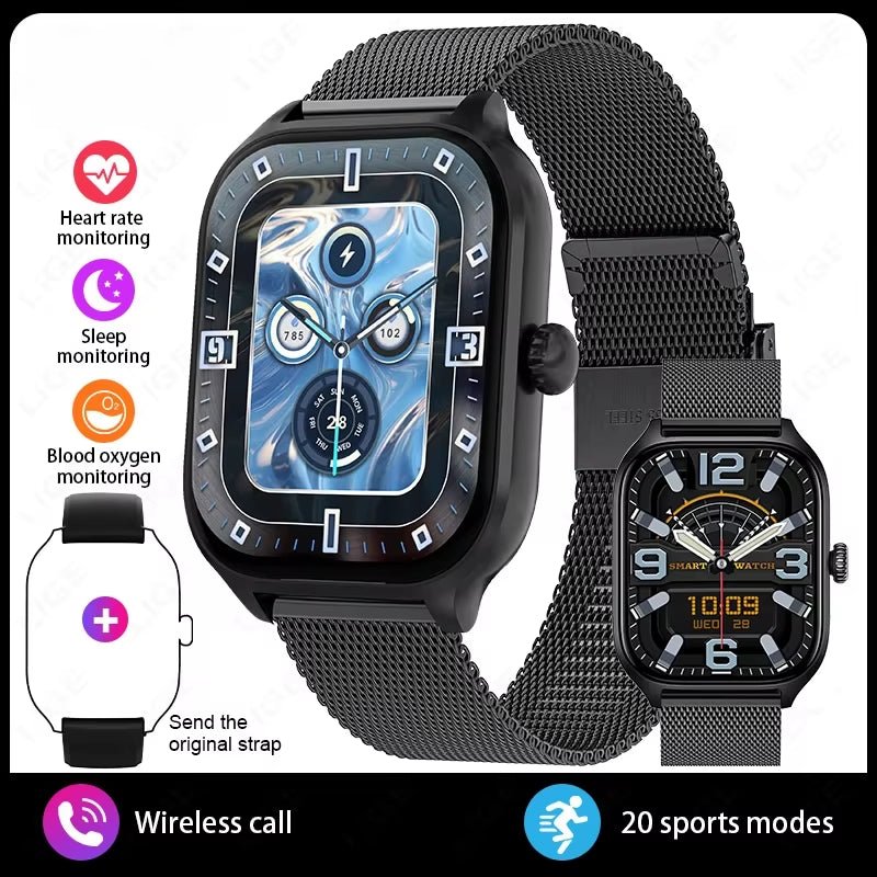 New Fashion Smart Watch Heart Rate Monitor Sports Fitness Watch Waterproof Voice Calling Smart Watch for Huawei Xiaomi - MacroPanora