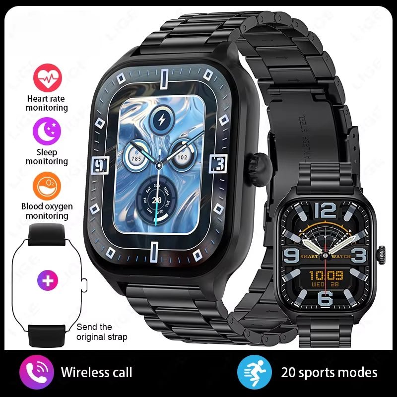 New Fashion Smart Watch Heart Rate Monitor Sports Fitness Watch Waterproof Voice Calling Smart Watch for Huawei Xiaomi - MacroPanora
