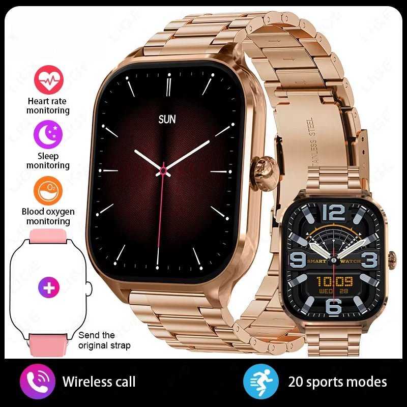 New Fashion Smart Watch Heart Rate Monitor Sports Fitness Watch Waterproof Voice Calling Smart Watch for Huawei Xiaomi - MacroPanora
