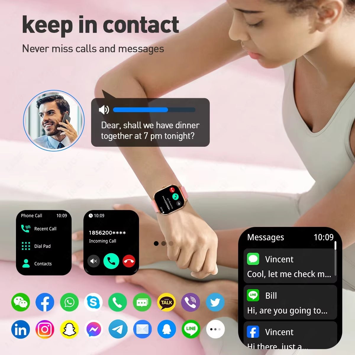 New Fashion Smart Watch Heart Rate Monitor Sports Fitness Watch Waterproof Voice Calling Smart Watch for Huawei Xiaomi - MacroPanora