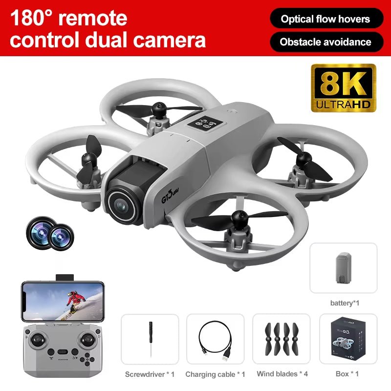 NEW GT3 Mini Foldable Drone with Lights 8K Aerial Photography Optical Flow Positioning 360° Obstacle Avoidance Helicopter Drone - MacroPanora