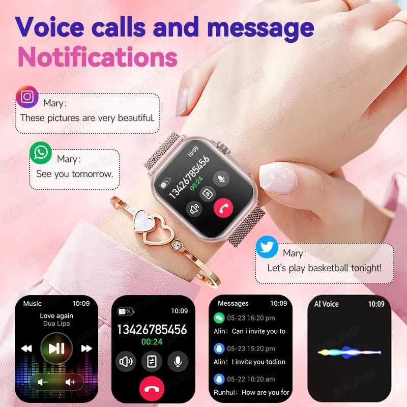 New Smart Watch Women Bluetooth Call Watch Fitness Tracker Waterproof Sport Smart Clock Fashion Ladies Men Smartwatch Woman - MacroPanora