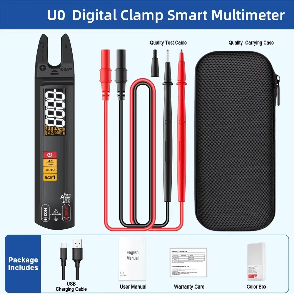 NEW U1/U0 Digital Clamp Multimeter Rechargeable Display 6000 Auto Current Voltage Non Contact Hz Temperature Electronic Tester - MacroPanora