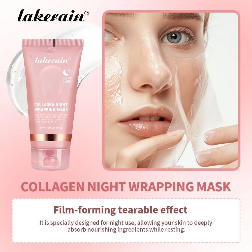 Night Collagen Wrapping Mask Deep Hydration Moisturizing Brightening Korean Face Mask Make Glowy Skin Elasticity Mask Products - MacroPanora