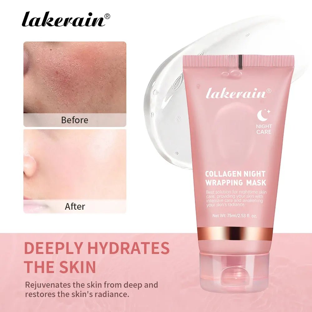 Night Collagen Wrapping Mask Deep Hydration Moisturizing Brightening Korean Face Mask Make Glowy Skin Elasticity Mask Products - MacroPanora