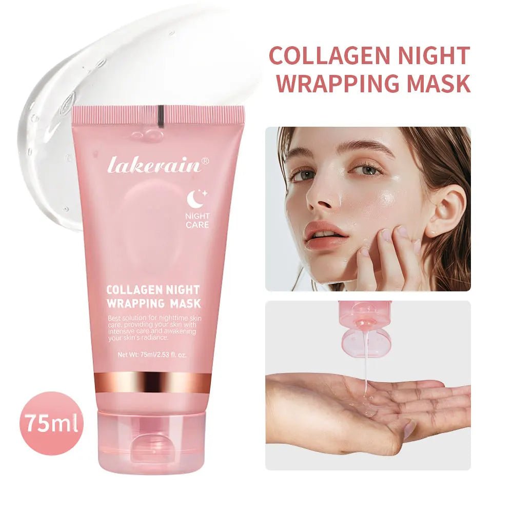 Night Collagen Wrapping Mask Deep Hydration Moisturizing Brightening Korean Face Mask Make Glowy Skin Elasticity Mask Products - MacroPanora