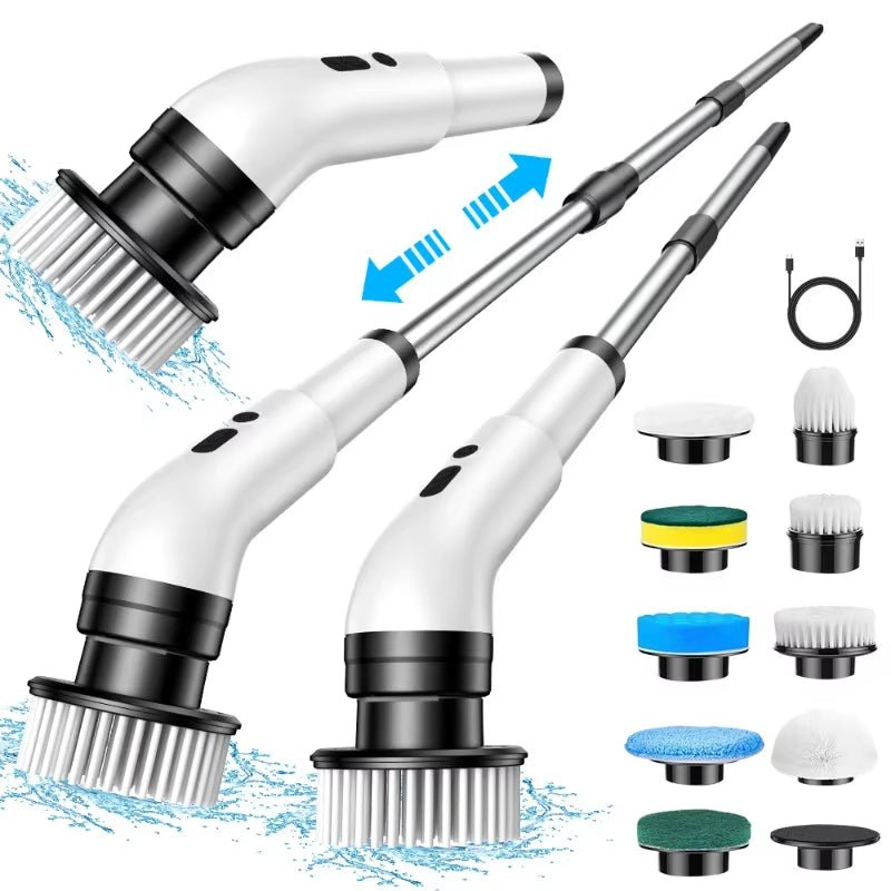 Nine in One Multifunctional Handheld Electric Cleaning Brush with Telescopic Function, Bathroom Floor and Kitchen Cleaning Tool - MacroPanora