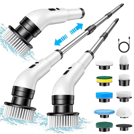 Nine in One Multifunctional Handheld Electric Cleaning Brush with Telescopic Function, Bathroom Floor and Kitchen Cleaning Tool - MacroPanora