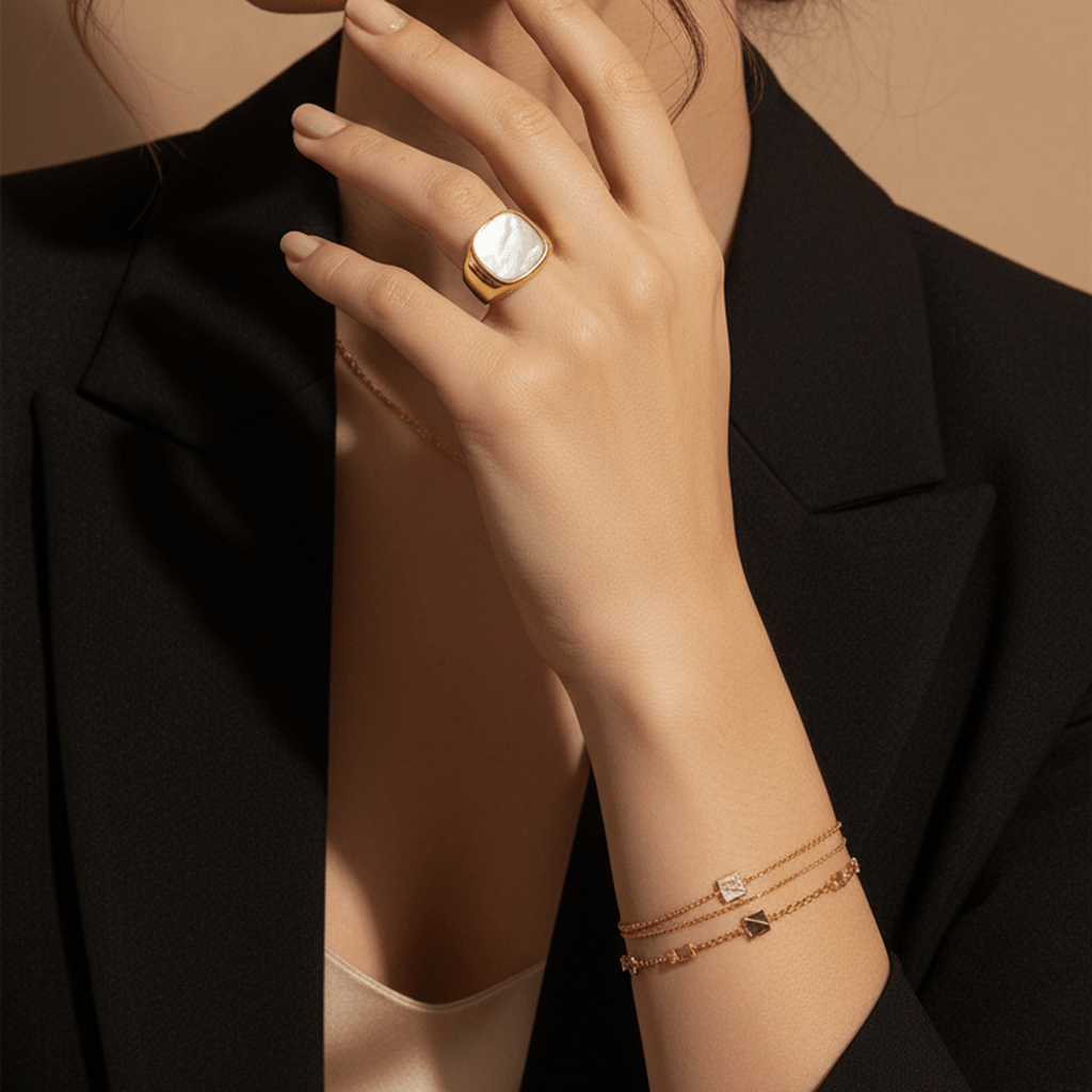 Opal Square Gold Ring - MacroPanora