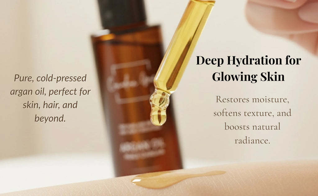 Organic 100% Argan Oil - For Dry, Tight & Dehydrated Skin + Frizz - Prone, Dry Hair - MacroPanora