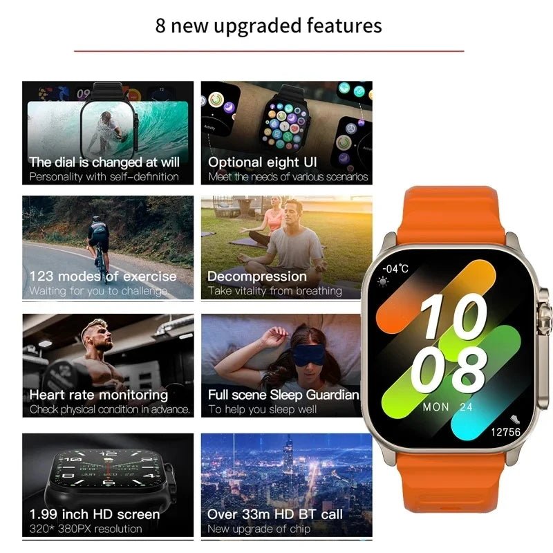 Original T900 Ultra 2 Smart Watch 49Mm Men Women Bluetooth Call BT Music Game Wireless Charging NFC Smartwatch for Android IOS - MacroPanora