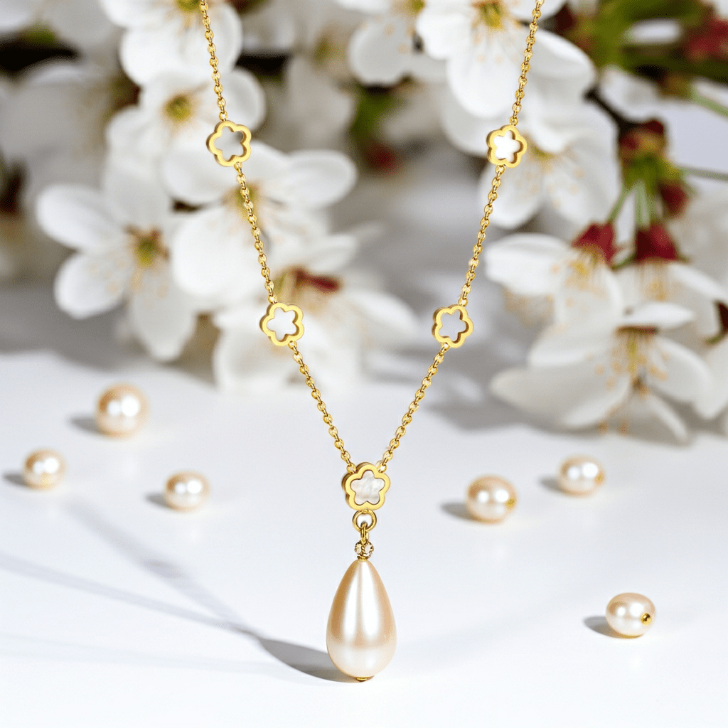 Pearl Blossom Cascade Necklace - MacroPanora