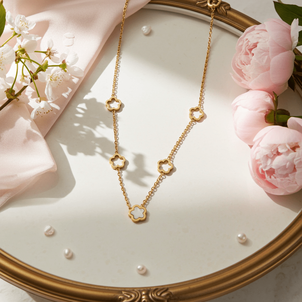 Pearl Blossom Cascade Necklace - MacroPanora