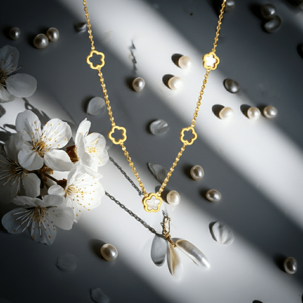 Pearl Blossom Cascade Necklace - MacroPanora