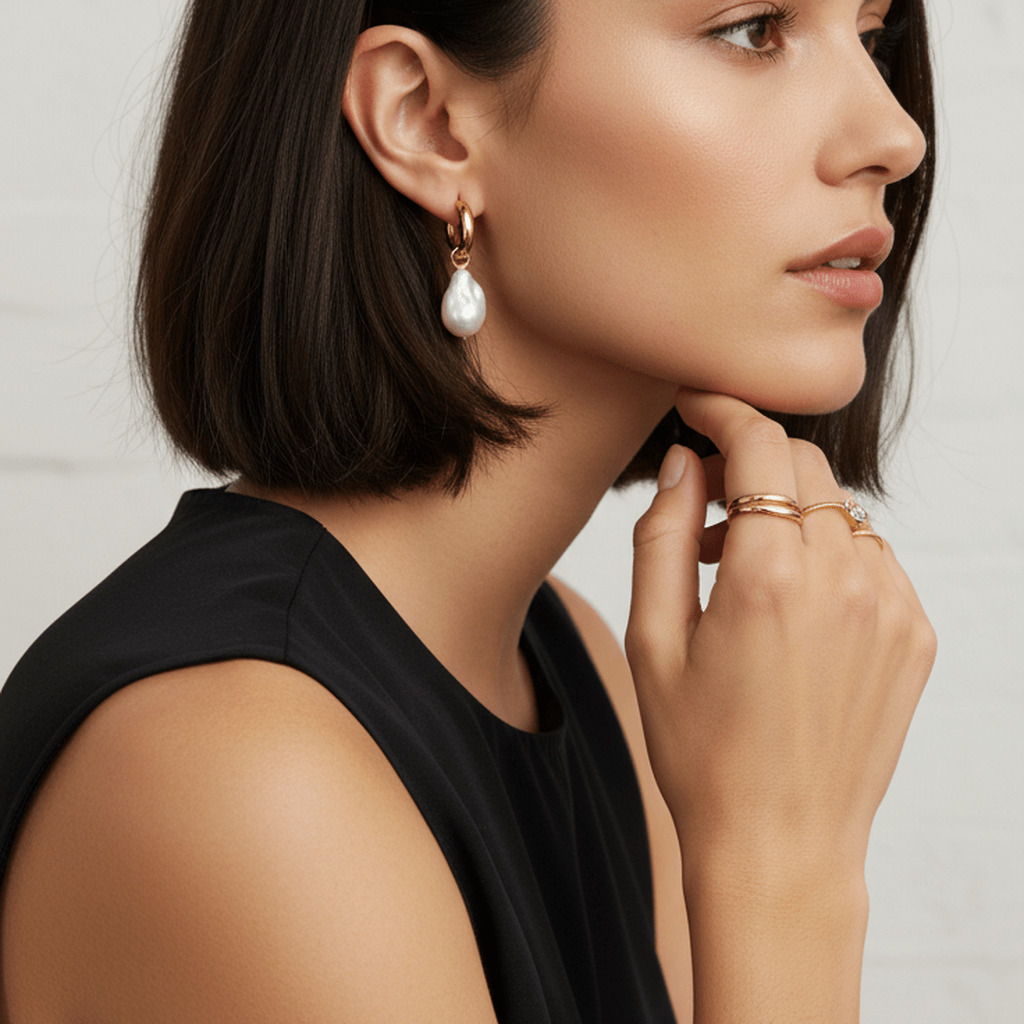 Pearl Circle Drop Earrings - MacroPanora