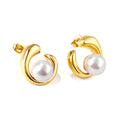 Pearl Crescent Gold Hoops - MacroPanora