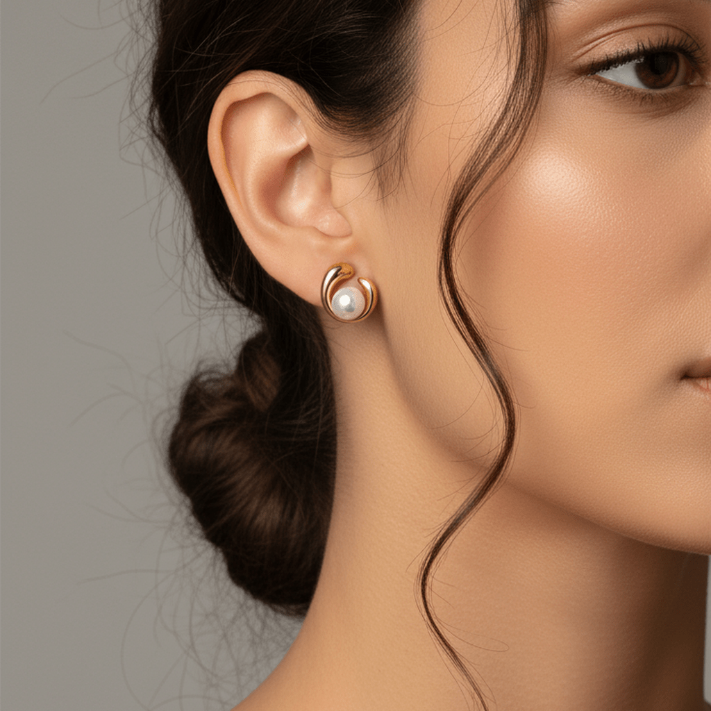 Pearl Crescent Gold Hoops - MacroPanora