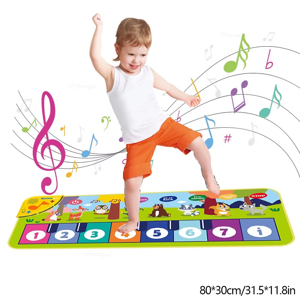 Piano Mat for Kids Kids Toddlers Floor Keyboard Dance Mat Baby Fitness Play Animal Music Blanket Instrument Toys Girl Boy Gift - MacroPanora