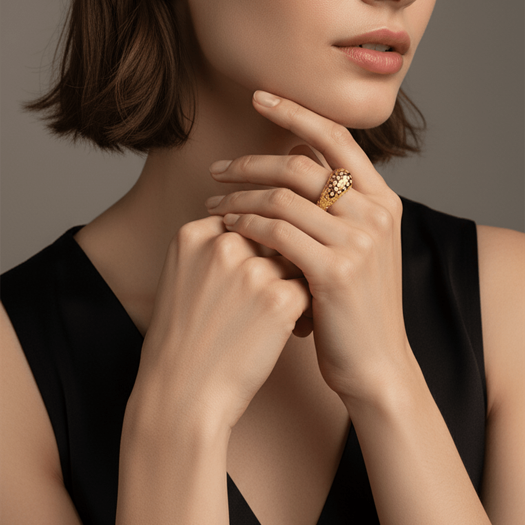 Pitted Gold Essence Ring - MacroPanora