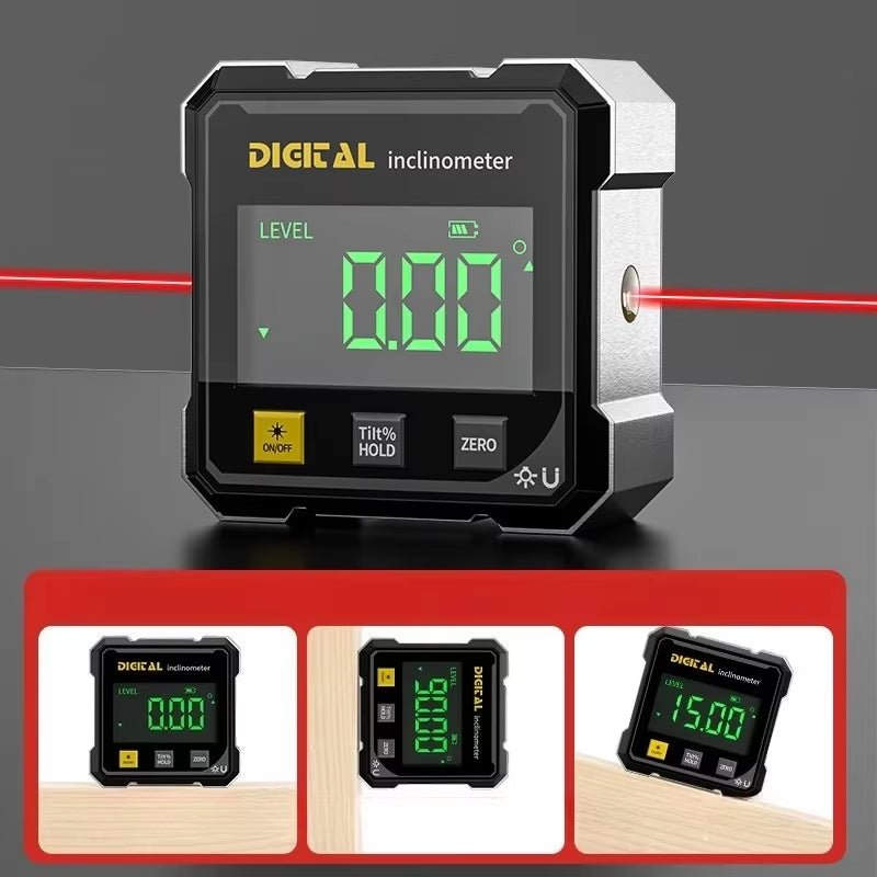 Pocket Digital Level Protractor Inclinometer Professional Digital Display Angle Gauge 360 Degree Magnetic Electronic Level Laser - MacroPanora