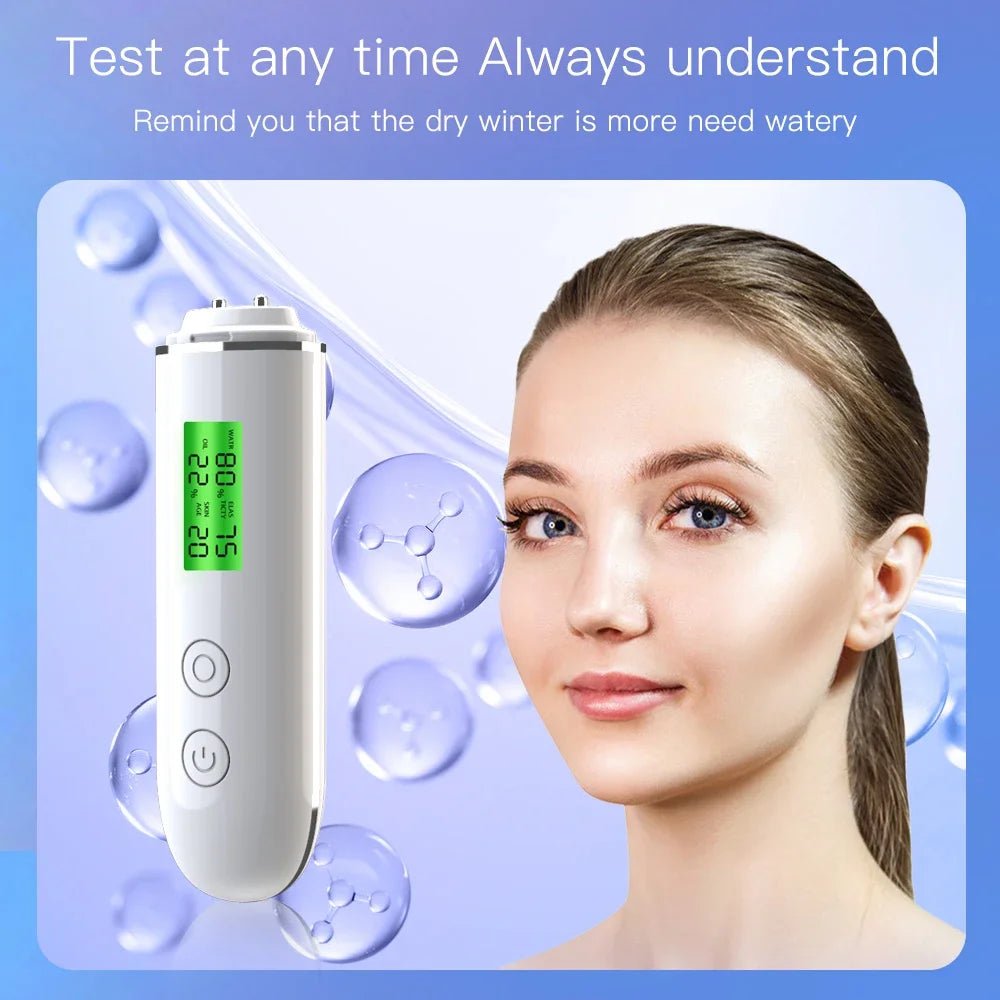 Portable Rechargeable Skin Analyzer Detector LCD Digital Water Oil Moisture Tester Fluorescent Agent Detection Face Care Tool - MacroPanora