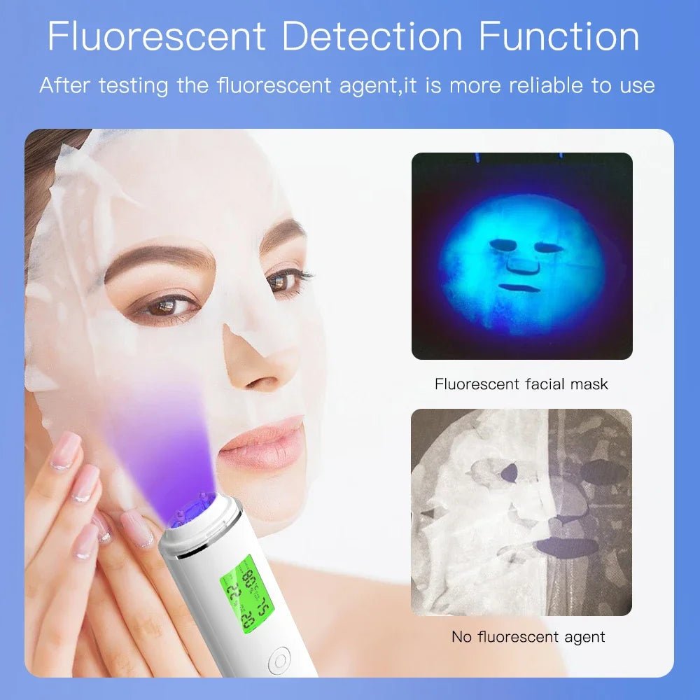 Portable Rechargeable Skin Analyzer Detector LCD Digital Water Oil Moisture Tester Fluorescent Agent Detection Face Care Tool - MacroPanora