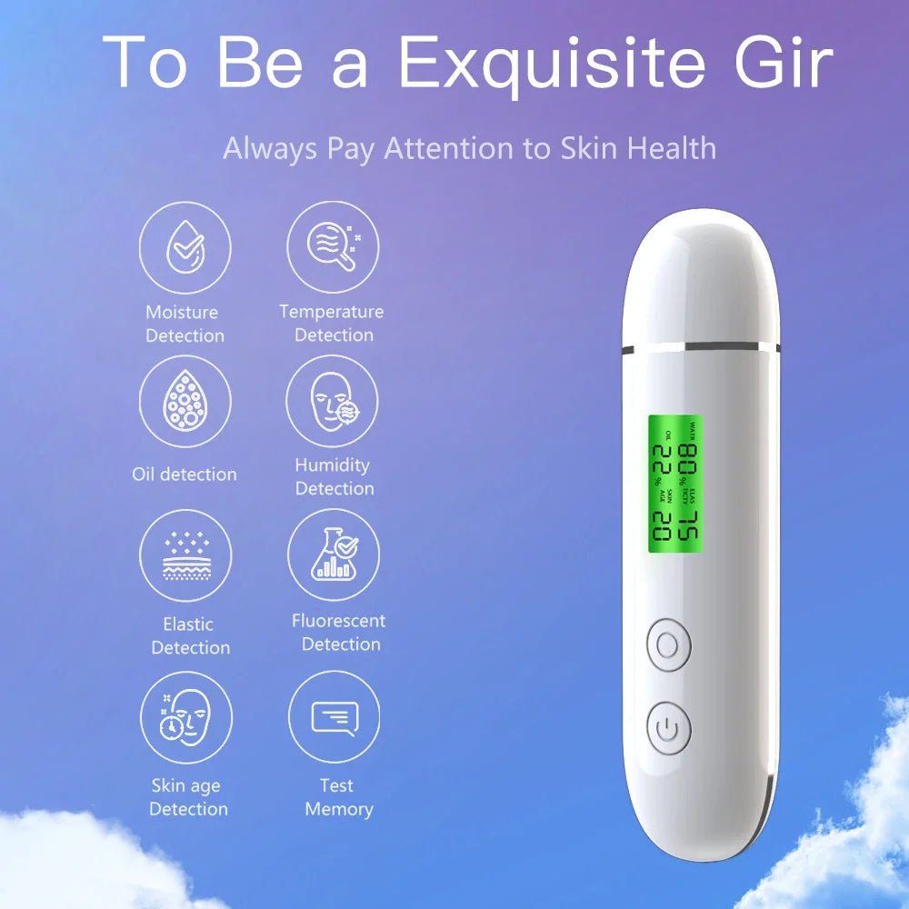 Portable Rechargeable Skin Analyzer Detector LCD Digital Water Oil Moisture Tester Fluorescent Agent Detection Face Care Tool - MacroPanora