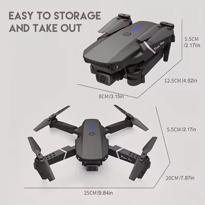 Professional Drone E88 4K Wide - Angle HD 1080P Camera Wifi FPV Height Hold Foldable RC Drone Quadrotor Helicopter Children'S Toys - MacroPanora